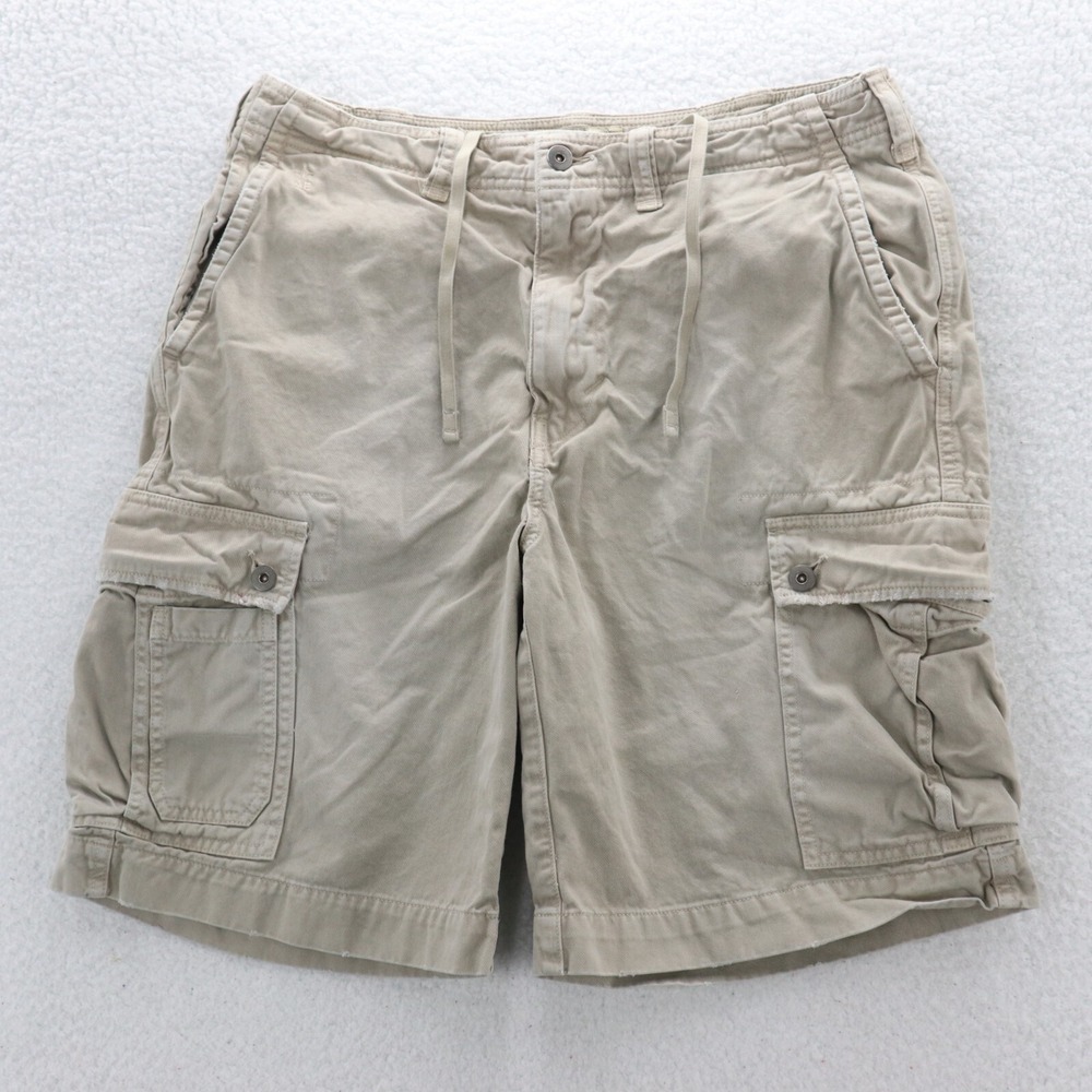 American Eagle Shorts Men's 34 Beige Cargo 10" Paratrooper Y2K Military Grunge